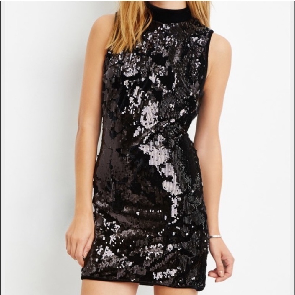 Forever 21 Contemporary black sequin and velvet dress